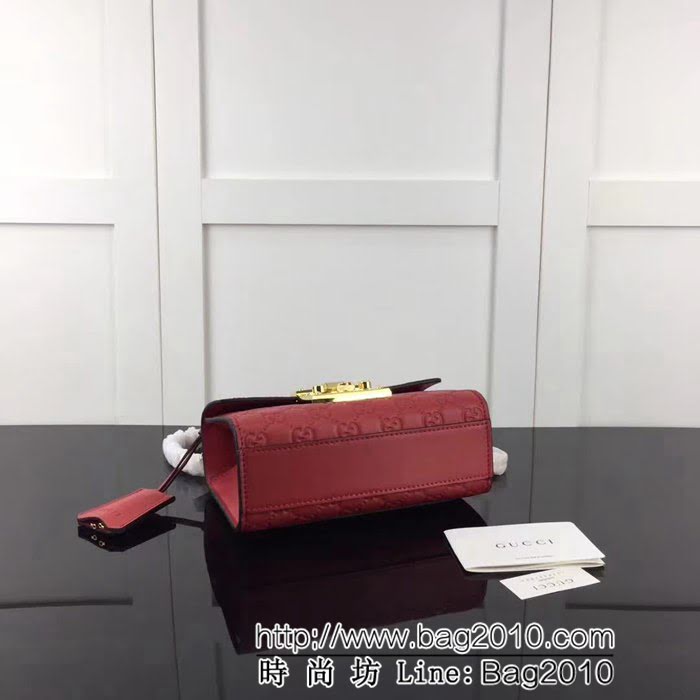 GUCCI古馳原單 新款專櫃品質原單品質原單質量 40948大紅全皮壓花鏈條單肩斜挎包 HY1068